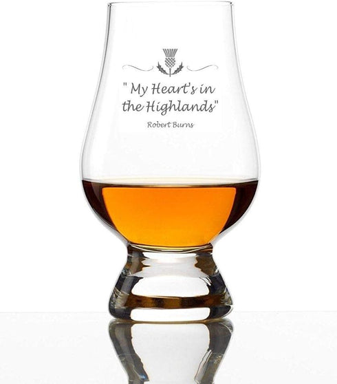 Official Glencairn Scottish Whisky Glass Engraved with 'My Heart is in the Highland's' Robert Burns Quote | Made in Scotland...