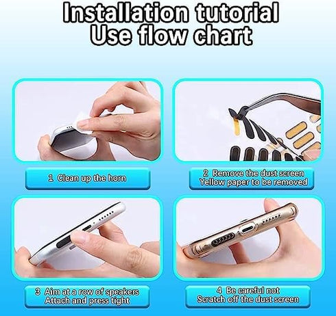 iPhone Speaker Dust Protector Stickers Set, Phone Speaker Protector Net with Cleaning Kit for Mobile Speaker Dust Protector Anti Dust Plug (24 Pie...