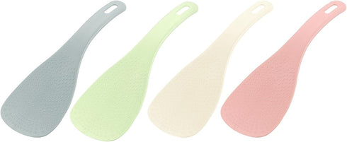 uxcell 4pcs Plastic Rice Paddle Non-Stick Rice Spoon Stand-up Rice Spatula Kitchen Utensils for Home Restaurant Hotel, Beige/Green/Blue/Pink...