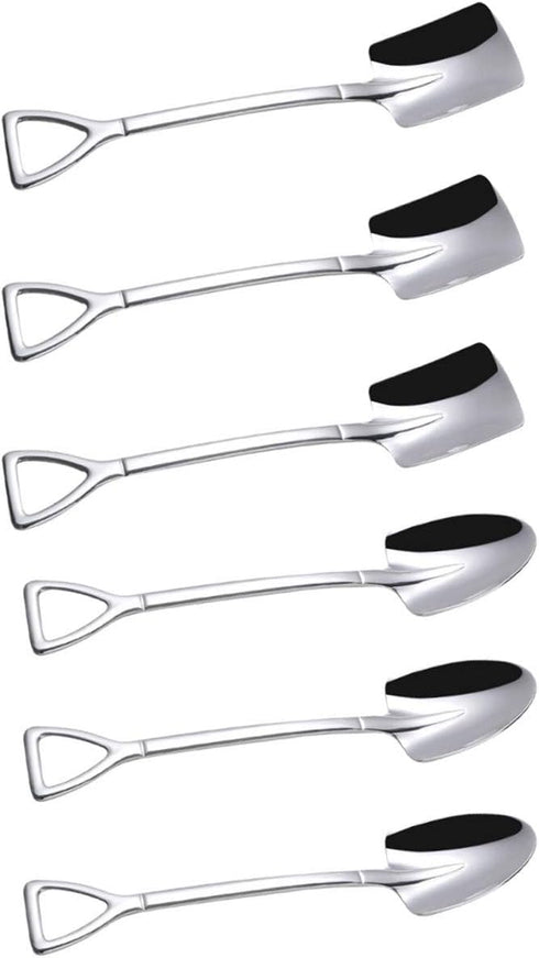 Dessert Spoon Set, 6 Pcs 6" Shovel Shape Stainless Steel Spoons, Ice Cream Fruit Spoon for Home, Kitchen or Restaurant...