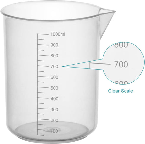 stonylab Plastic Beaker Set, Clear Plastic Graduated Beaker with Pouring Spout Measuring Beaker Set Liquid Cup Container in 5 Sizes, 50 ml/100 ml/...