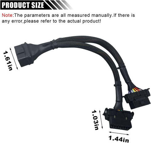 OBD2 Splitter Extension Cable Adapter, 16 Pin OBDII Extension 1 Male to 2 Female Extender Cord Adapter, Underdash Splitter Cable for Most Vehicles...