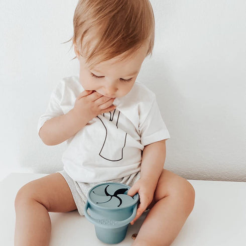 BraveJusticeKidsCo | Snack Attack Snack Cup | Collapsible Silicone Snack Container | Toddler and Baby Snack Catcher Lid (Citadel)...
