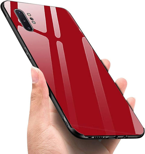 Designed for Samsung Note 10 Plus Cases with Tempered Glass Quality Back+TPU Frame Hybrid Shell,Slim Covers,Anti-Drop, Red...