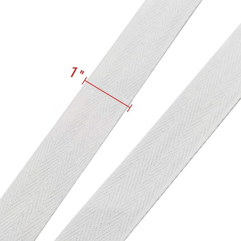 Natural Cotton Twill Tape 50 Yards 1 Inch Bunting Bias Tape Herringbone Webbing Tape Roll for Apron Sewing Dressmaking Craft (White)...