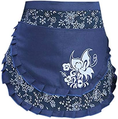 Love Potato Woman Vintage Floral Print Half Creative Craft Aprons Work Waist Apron with 2 Pockets, Blue...