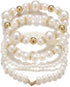 Blue Drop Multilayer Chunky Simulated Pearl Stackable Stretch Bracelet Set For Women Girls Beaded Ball Adjustable Multilayered Elastic Bangles Wed...