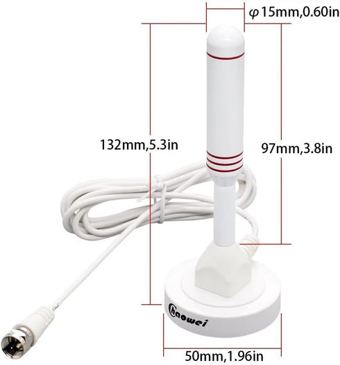 Chaowei Small Indoor Amplified HDTV Antenna with Signal Booster Amplifier, 2023 Amplified hd Digital tv Antenna with Magnetic Base,16.5ft Coax Cab...