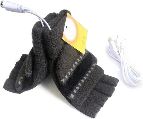 Women's & Men's 2 Pack USB Heated Gloves Mitten Winter Hands Warm Laptop Gloves, Knitting Hands Full & Half Heated Fingerless Heating Warmer Washa...