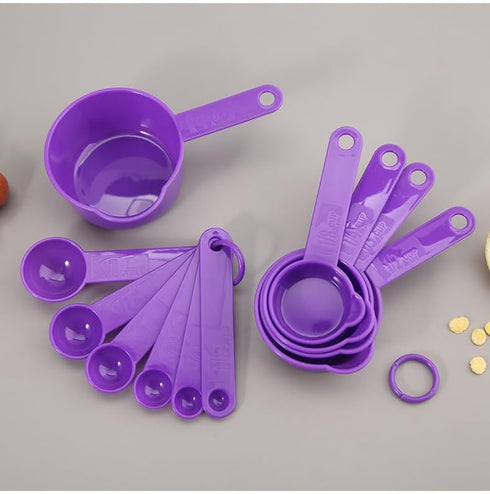 Plastic Measuring Cups and Spoons Set of 11, Kitchen Measuring Cups and Spoons Set for Dry & Liquid Ingredients, 5 Measuring Cups & 6 Measuring Sp...