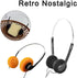 Orange Retro Over-Ear Headphone,Vintage Feelings Underwire Headphone,Retro Lightweight Earphones,Hi-Fi Stereo Earphone Headset,Walkman Headphone,f...