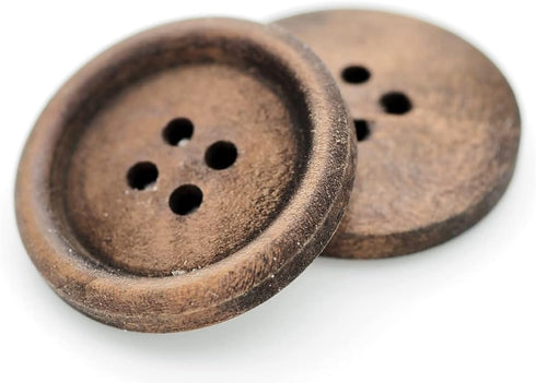CRAFTMEMORE Wood Buttons 4 Holes Round Wooden Button for Garment Sewing DIY Crafts B08 (15mm, Dk.Brown 12pcs)...
