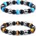 SOOWOOT 2-4Pcs Triple Protection Bracelet - Tiger Eye & Obsidian & Hematite Triple Bracelet Bring Protect Good Luck and Prosperity for Men Women...