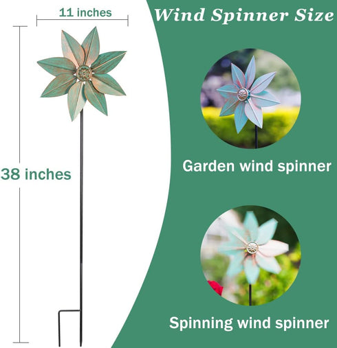 Pinwheels for Yard and Garden, 38 Inches Metal Kinetic Wind Spinner for Outdoor Garden Patio Yard Decor...