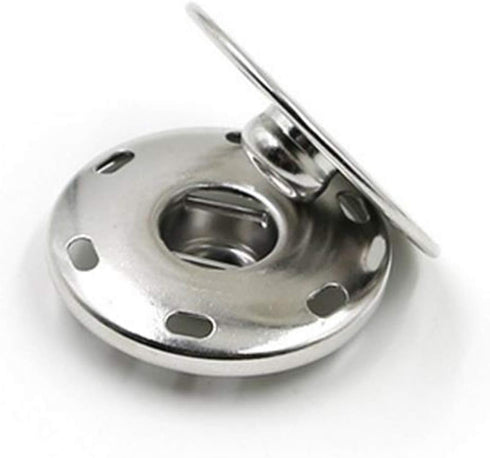 50 Sets 2 Parts Sew On Snaps Buttons Metal Press Fasteners 21mm Silver...