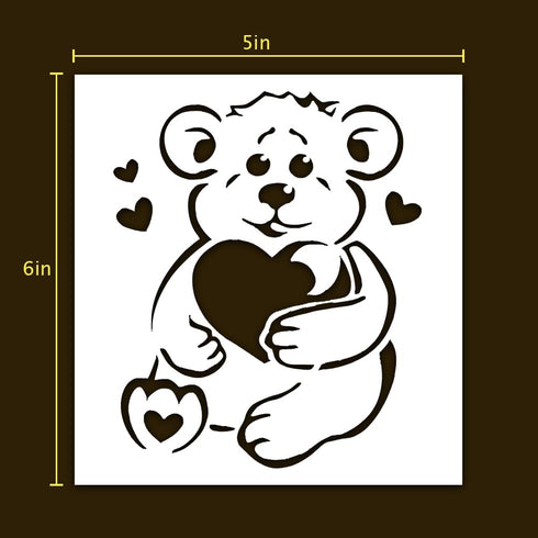 Teddy Bear Stencil | Teddy Bear Kids Children Party Stencils for Painting on Wood, Glass, Wall, Rock, Fabric, Walls, Canvas, Glassware | Bear Sten...