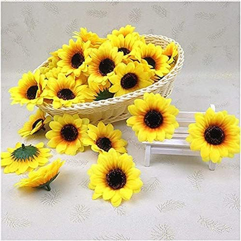 SallyFashion 25pcs Fake Sunflowers Heads - 2.8" Artificial Flower Blooms, Silk Gerbera Daisy for DIY Crafts, Home Decor, Wedding Party...