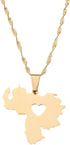 Huangshanshan Stainless Steel Venezuela Map Pendant Necklace Gold Color Jewelry Venezuelan Jewelry...