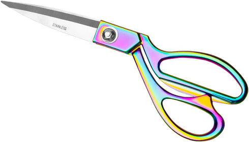 Rainbow Sewing Scissors Holographic Metallic Craft Tailor Scissors 9 Inch Heavy Duty Steel Professional Fabric Shears for Costume Designer Dressma...