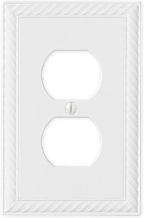 Questech Decor Single Duplex Electrical Outlet Cover Wall Plate, 1-Gang Single Switch Plate Standard Size Receptacle Cover, Decorative Rope Edge, ...