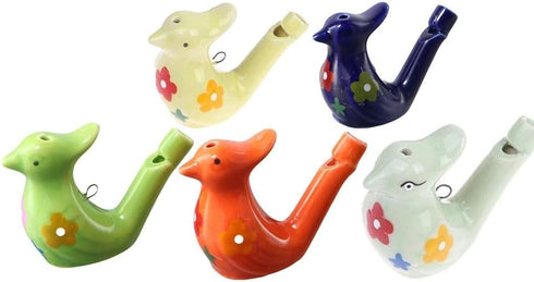 5PCS Coloured Drawing Bird Whistles Porcelain Bird Design Water Whistle Colorful Ceramic Bird Whistles Toys Musical Toy for Kids Birthday Gift, Ea...