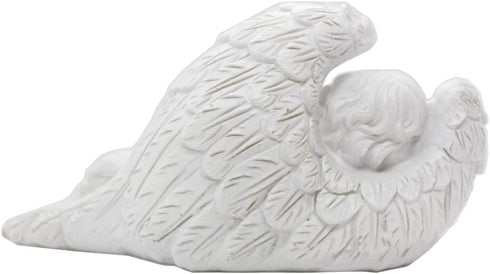 Sleeping Baby Angel Statue Cherub in Wings Feathers Statue Figurine Indoor Outdoor Guardian Home Garden Angel Sculpture Statuette Shelf Sitter Ang...