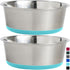 Gorilla Grip Stainless Steel Metal Dog Bowl Set of 2, Rubber Base, Heavy Duty Feeding Dishes, Food Grade BPA Free, Less Sliding, Quiet Pet Bowls f...
