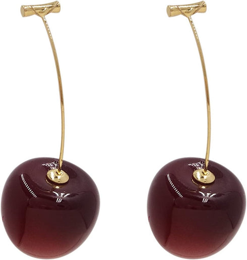 Cherry Earrings for Women 3D Red Crystal Simulation Cherry Drop Earrings Sweet and Lovely Light Weight Fruit Earrings Tassel Earrings Jewelry Gift...