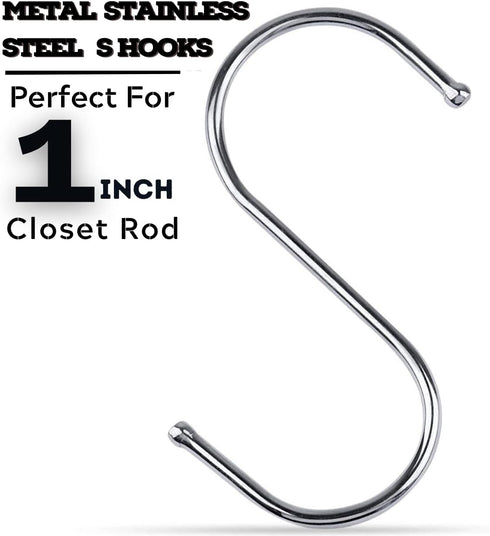 WHITECLOUDZ 30-Pack Silver S Hooks for Hanging Plants, Stainless Steel S hooks for hanging heavy-duty, Closet Hooks for Hanging Clothes, Durable k...