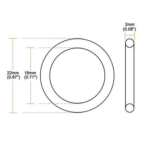 uxcell Nitrile Rubber O-Rings 22mm OD 18mm ID 2mm Width, Metric Sealing Gasket for Automotive Machine Plumbing, Pack of 50...