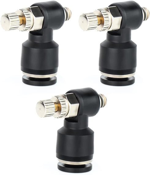 TAILONZ PNEUMATIC 3 Pack SL6-M5 Push to Connect Air Line Fitting Air Flow Control Valve 6MM od M5 Npt Elbow 90 Degree Air Speed Control Valve Fitt...
