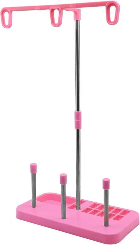 YEQIN Thread Spool Holder Stand- 3 Spools Holder for Domestic (Home-Base) Embroidery and Sewing Machines - Four Colors for Choices (Pink)...