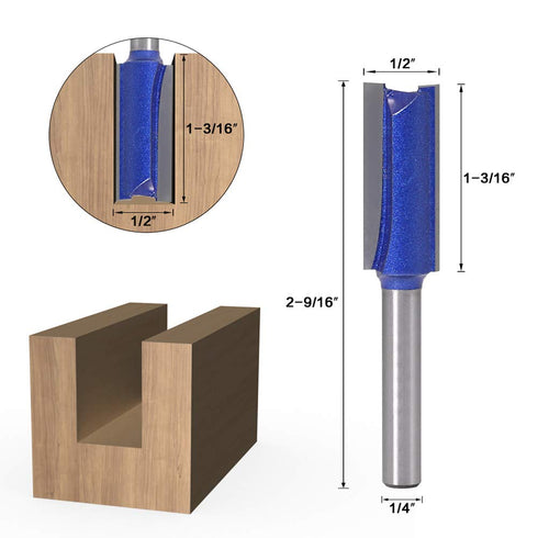 Yakamoz Industrial Grade 4Pcs 1/4" Shank Straight Dado Router Bit Set Double Flute Wood Milling Cutter Woodworking Tools, Cutting Diameter 1/4", 5...