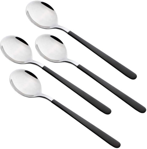 4-Piece Stainless Steel Dinner Spoons with Round Edge, 8 inches Comfort Long Handle Table Spoon, Mirror Polished Flatware Utensils Dishwasher Safe...