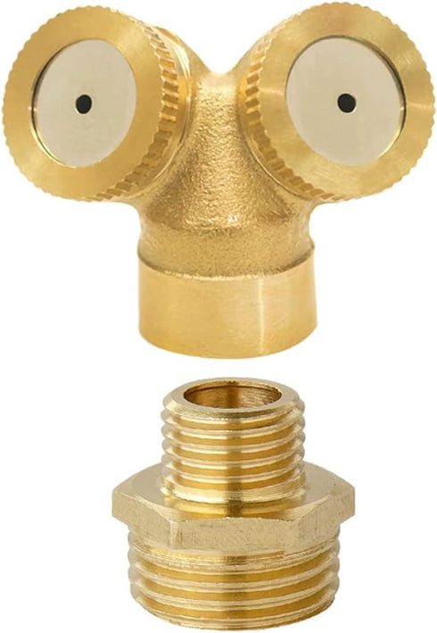 Feelers Brass Misting Spray Nozzle, 1/2" BSPF 2-Holes Atomizing Spray Garden Sprinklers Agricultural Irrigation System Adapter Fitting (Pack of 2)...