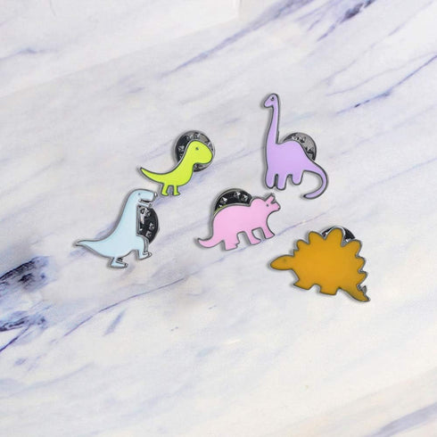 MJartoria 27PCS Cute Brooch Enamel Pins Set-Cartoon Dinosaur Fruit Plants Cat Novelty Lapel Pins Badges for Backpacks Clothing Bags Jackets Access...