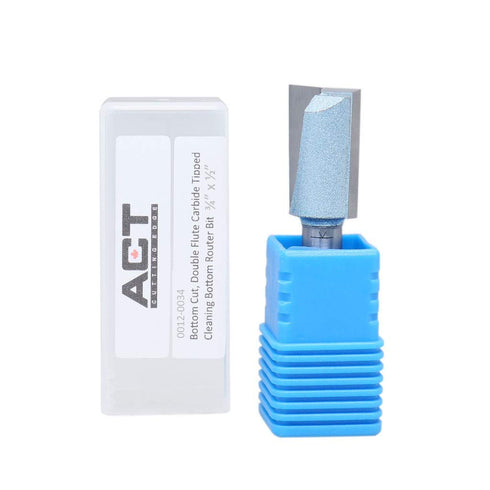 Accusize Industrial Tools 1/2" Shk Dia x 3/4" Cutting Dia Double Flute Carbide Tipped Bottom Cleaning (Surface Planing) Router Bit, 0012-0034...