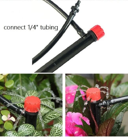 50pcs Drip Irrigation Emitters for 1/4" Irrigation Tubing,Adjustable 360 Degree Irrigation Dripper with 1/4" Barbed Coupling Fittings,Garden Drip ...