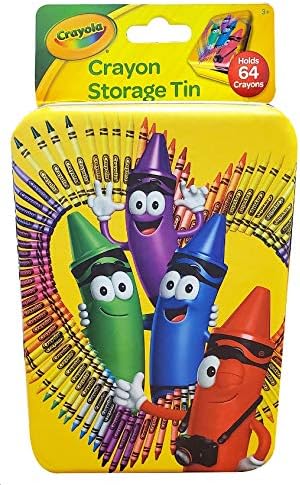 The Tin Box Crayola Tin Crayon Storage with Hinge (Empty) - Holds 64 Crayons, (187937-12)...