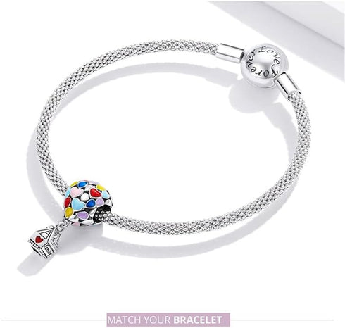 Yellow Enamel Motorcycle Charm 925 Sterling Silver Car Charm Pendant Travel Charm Bracelets for Women Mother's Day Christmas (Love Balloon Charm 4...