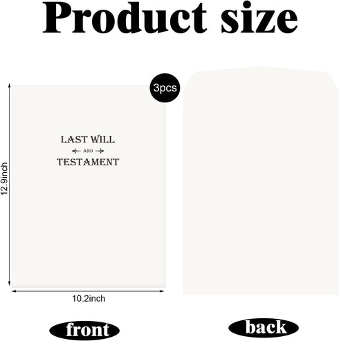 Qilery 3 Pieces Oversized Last Will And Testament Envelopes 10.2 x 12.9 Inch Self Adhesive Tear Resistant Envelopes White Large Mailing Envelopes ...