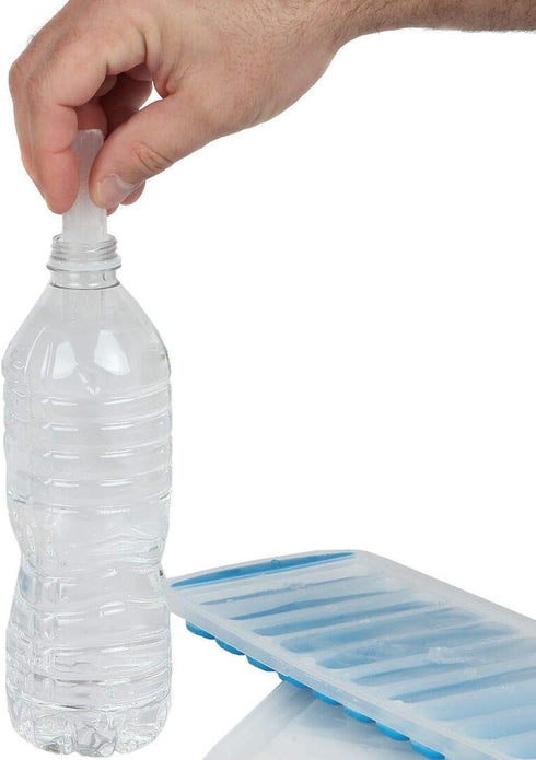 Water Bottle Silicone Ice Cube Tray by Lily's Home - 3-Piece Quick-Freeze Ice Trays with 10 Ice Cube Slots – Silicone Ice Cube Tray Set Makes 30 I...