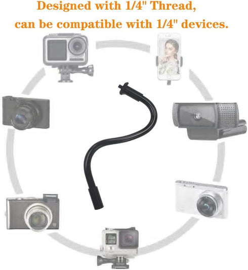 Gooseneck Camera Mount 11 inch Gooseneck Arm 1/4 20 Threaded Male Female Flexible Tube Arm Max 4.4 lbs Load Phone Holder for DSLR Tripod Security ...