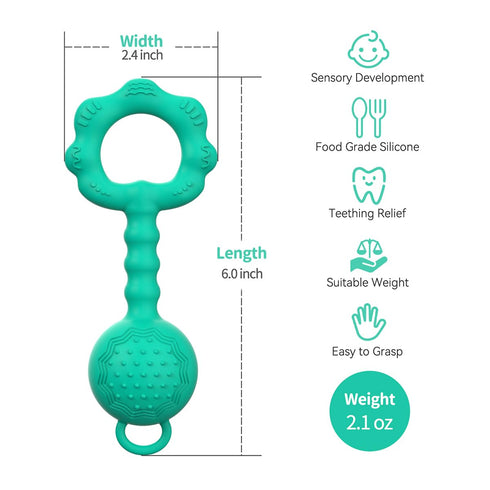 Teething Toys for Babies 0-6 Months, Baby Rattles 6 to 12 Months, 2-in-1 Rattle and Teether Toy for Soothing Sore Gums and Keeps Little Ones Enter...