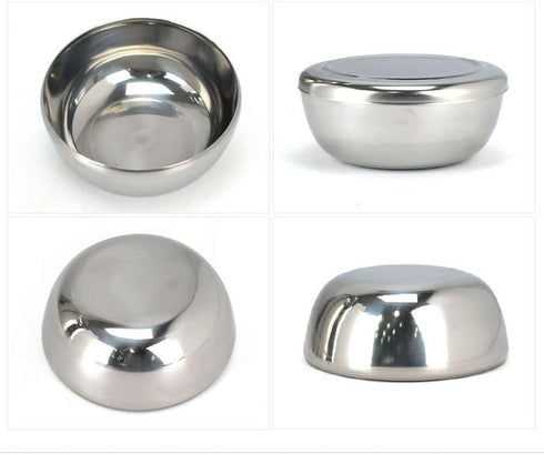 Stainless Steel Korean Kitchen Restaurant Dinner Soup Rice Bowl & Cover 2 Sets...