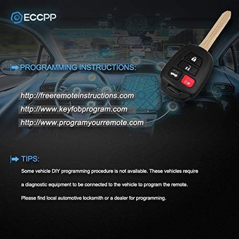 ECCPP Key Fob (Shell Case) Replacement fit for Uncut Keyless Entry Remote for Scion FR-S for Toyota Camry Corolla RAV4 HYQ12BDM (Pack of 1)...