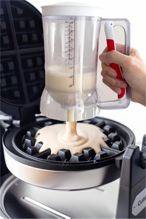 Waffles Batter Dispenser n Waffle Tongs Combo Set,Get Perfectly Fluffy Waffles Every Time! Batter Measuring Separator for Pancakes, Cupcake, Muffi...