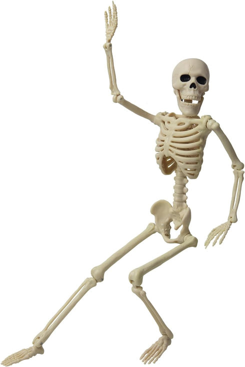 16" Halloween Skeleton Decorative,Spooky Lawn & Haunted House Props with Posable Joints,Full Body Skeleton for Yard Garden Lawn Graveyard Props De...