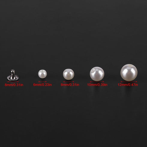 Walfront Beads for Fabric Decoration Mixed Pearls Round Rivets Studs Buttons Embellishments Pearls for Leathercrafts Bag Shoes Clothes Bracelet (W...