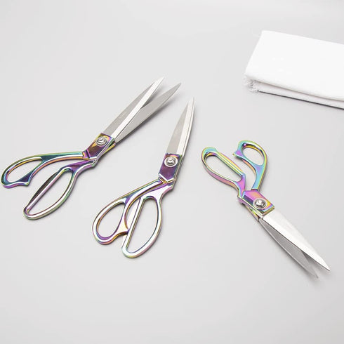 Rainbow Sewing Scissors Holographic Metallic Craft Tailor Scissors 9 Inch Heavy Duty Steel Professional Fabric Shears for Costume Designer Dressma...